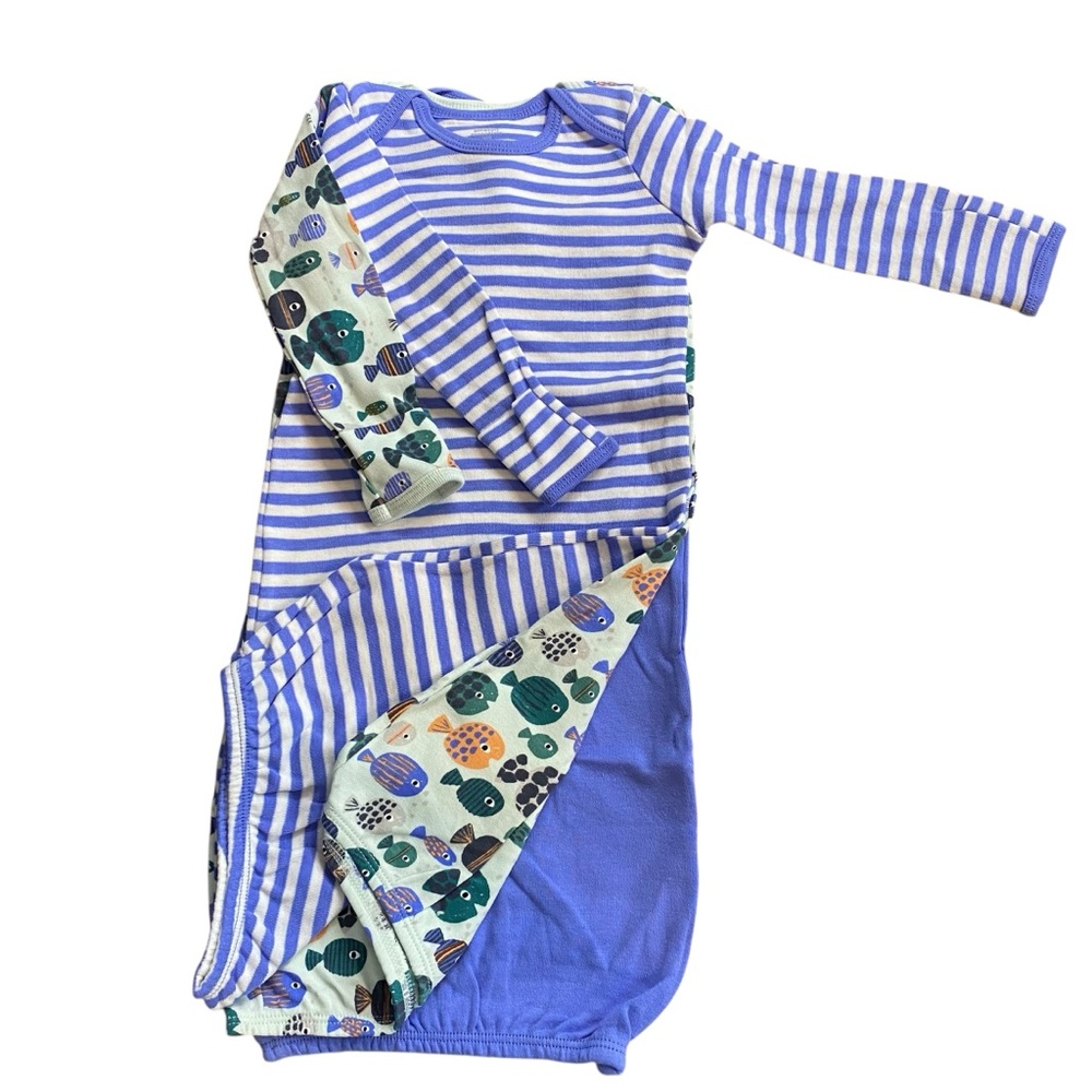 NWT Amazon Essentials 6 Month Blue White Fish Novelty Striped Sleep Gown/Sack